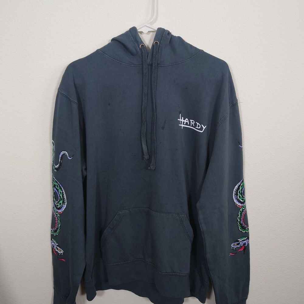 Ed Hardy Men Size M Snake Hoodie Charcoal Gray